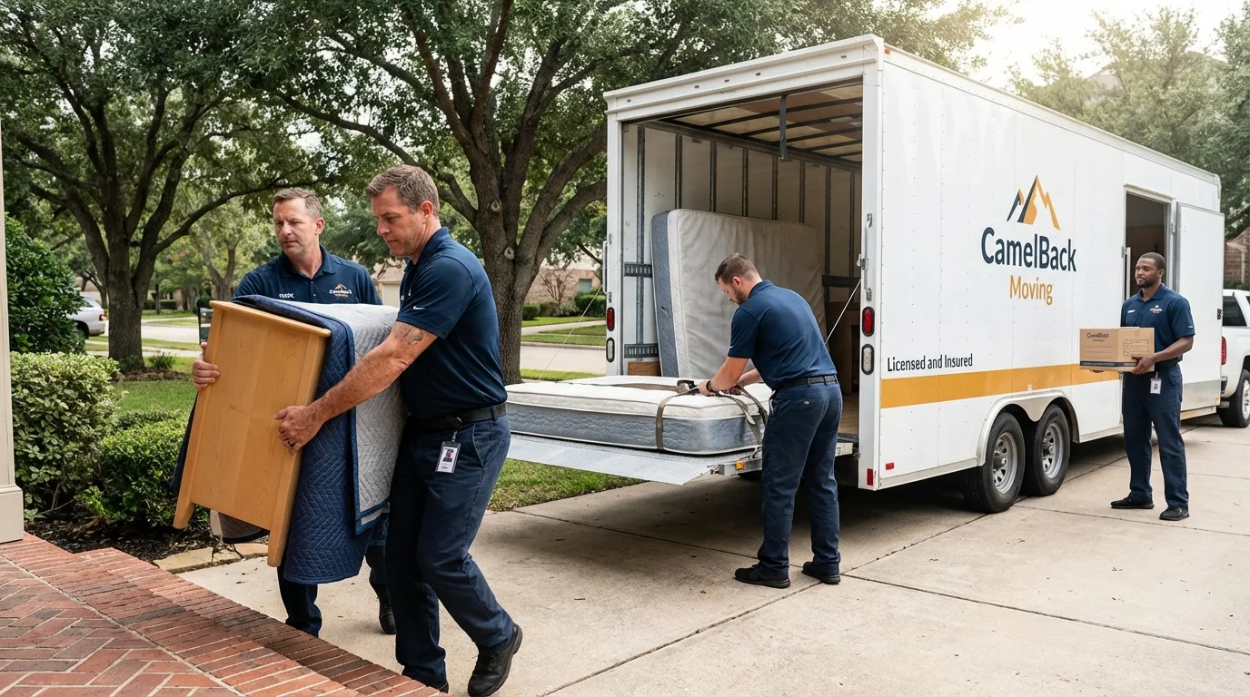 Crew loading residential truck for cross-state move from Ladson, SC